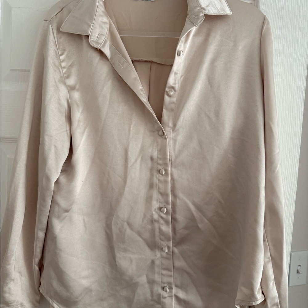 Princess Polly Cream/baby pink Button-Up Blouse